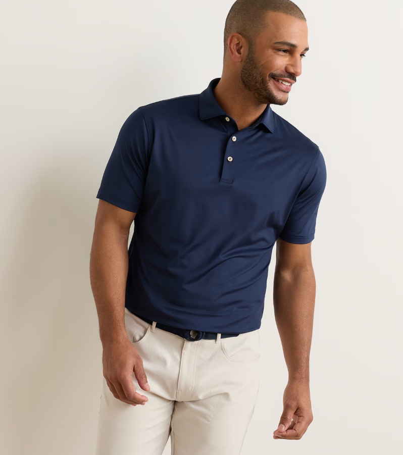 Peter Millar Solid Navy Swinging Bevo Polo — UT Golf Club Shop